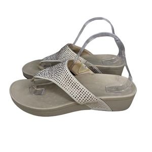 Vionic Beige Sandals with Rhinestone Accents